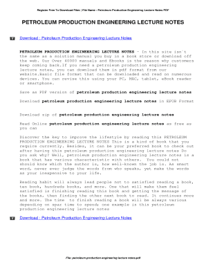 Petroleum Production Engineering Lecture Notes PDF  Form