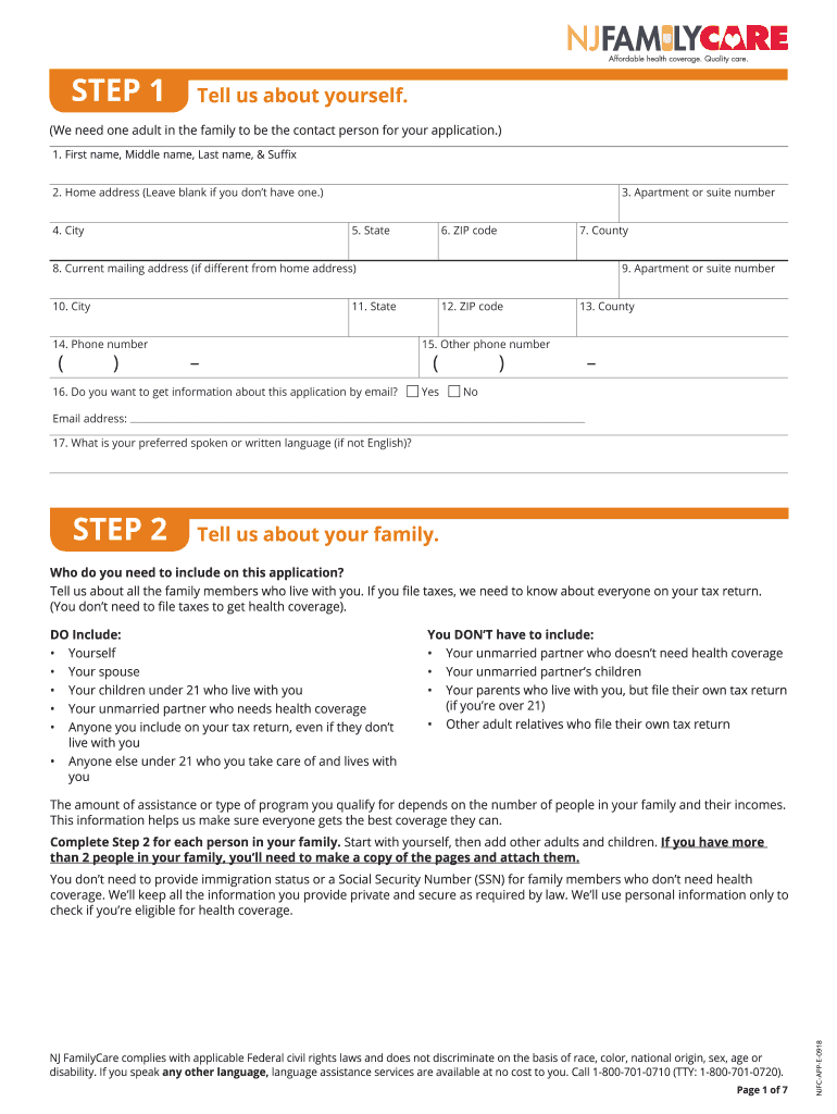  Njfamilycare Org Application Online 2018-2024