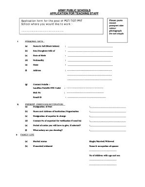 Application Form for Teaching Staff APS Kaluchak