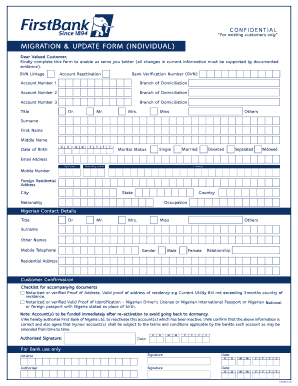  MIGRATION &amp;amp; UPDATE FORM INDIVIDUAL First Bank of 2016-2024