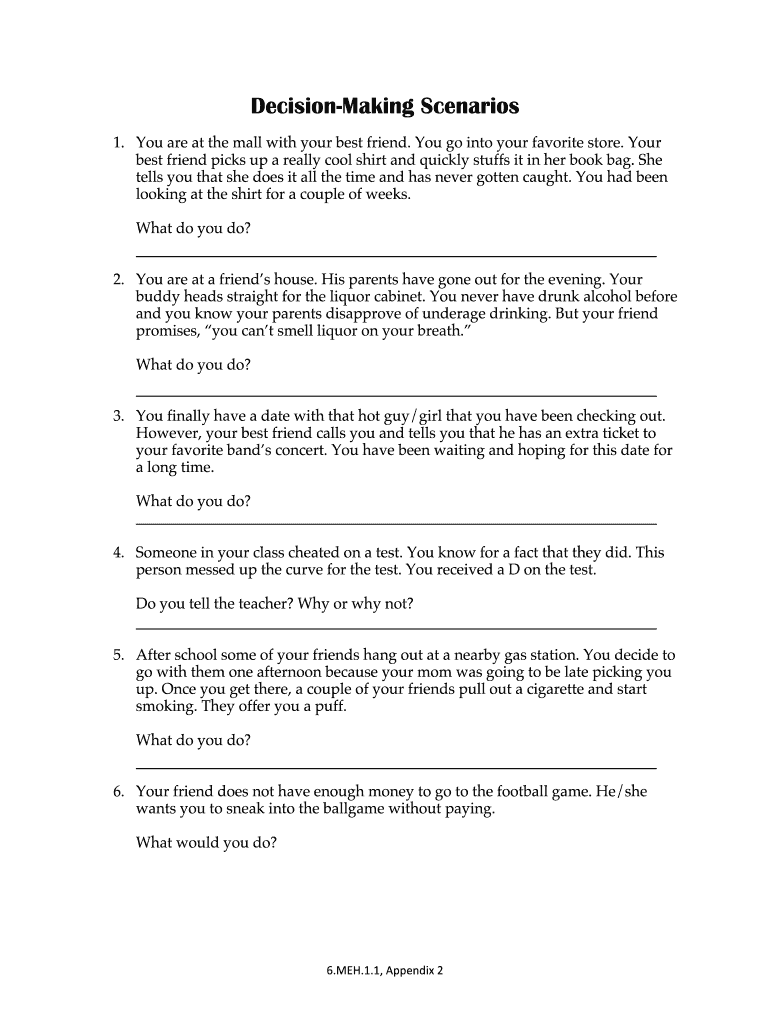 Decision Making Scenarios Iredell Statesville  Form