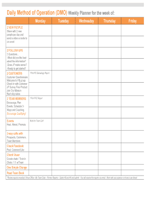 Daily Method of Operation Template  Form