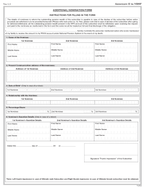 Additional Nomination Form Nps