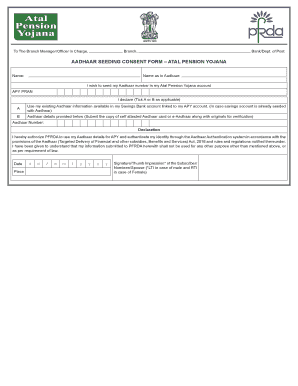 Aadhaar Consent Form for Widow Pension