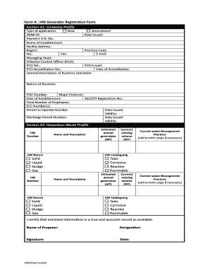 Generator Registration Form A1