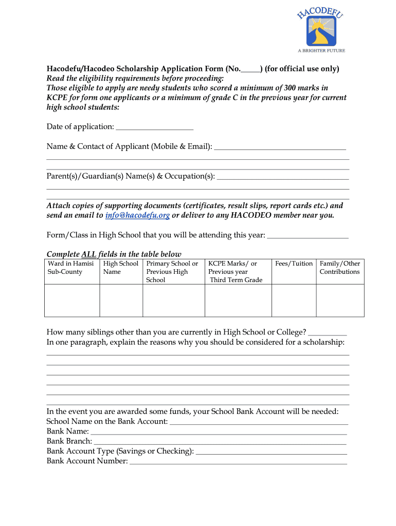HacodefuHacodeo Scholarship Application Form