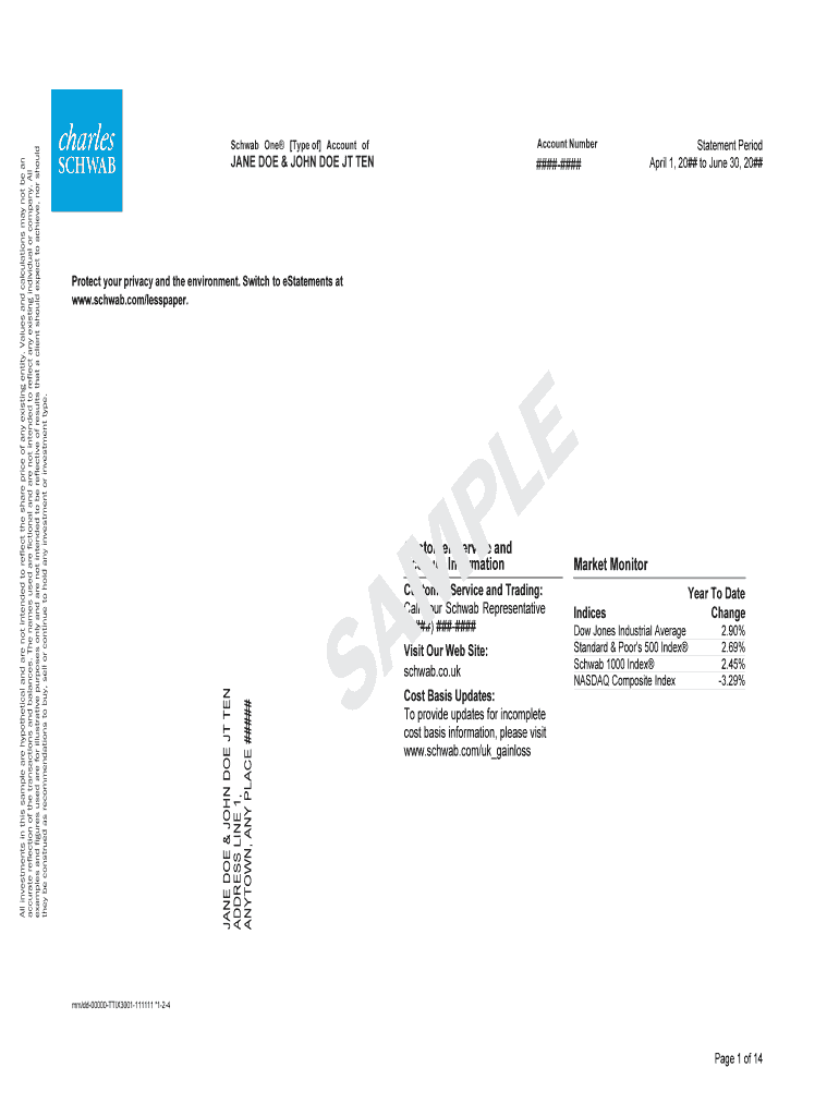 Charles Schwab Bank Statement PDF  Form