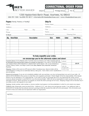Correctional Order Form Mike&#039;s Better Shoes