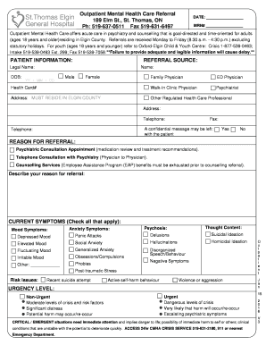 Outpatient Mental Health Referral Form