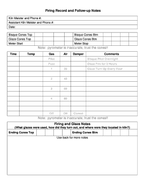 Kiln Log Template  Form