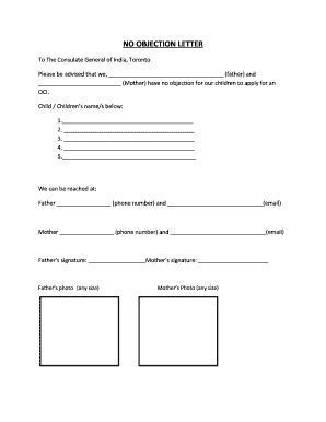 No Objection Letter Oci  Form