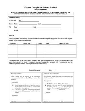 Completion Form