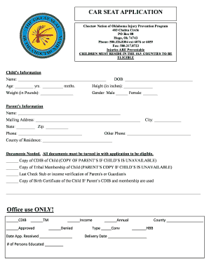  Choctaw Nation Car Seat Application 2017-2024