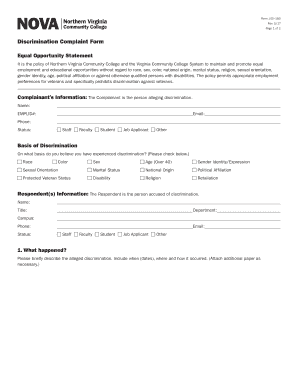  Discrimination Complaint Form Nvcc Edu 2017