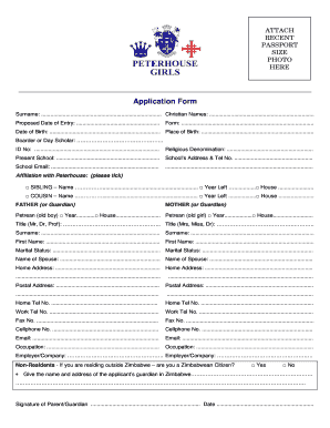 Peterhouse Application Form