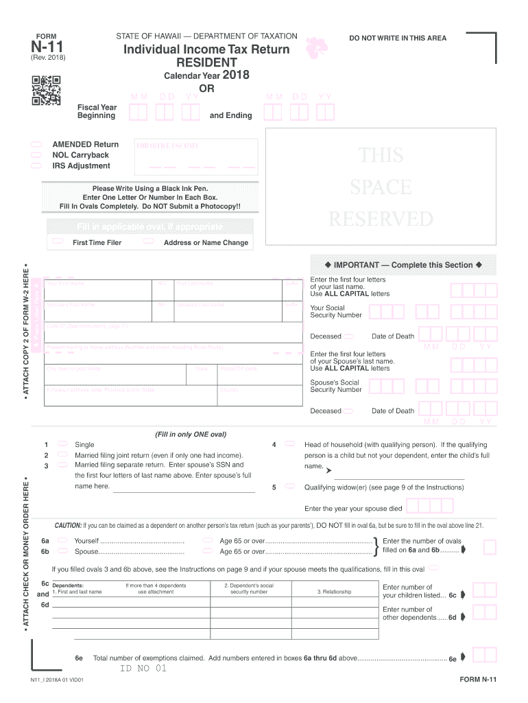  Hawaii State N 11 Forms 2018