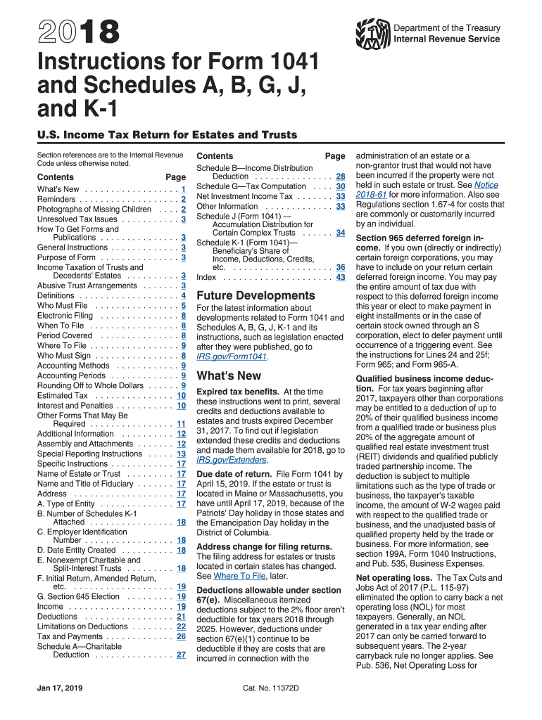 Irs S 1041 Instructions 20182024 Form Fill Out and Sign Printable