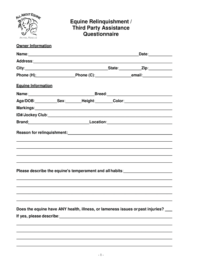 Equine Relinquishment  Form