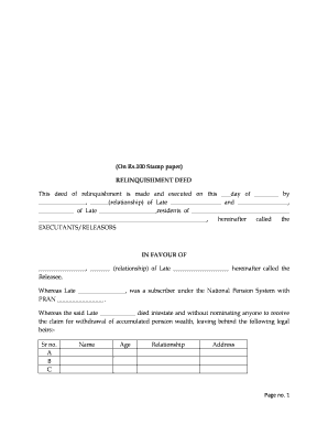 Relinquishment Deed India Post  Form