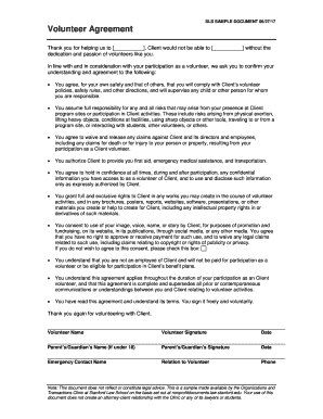 Volunteer Agreement Form