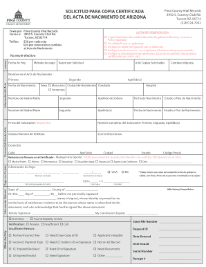 Donde Sacar Acta De Nacimiento En Tucson Az  Form