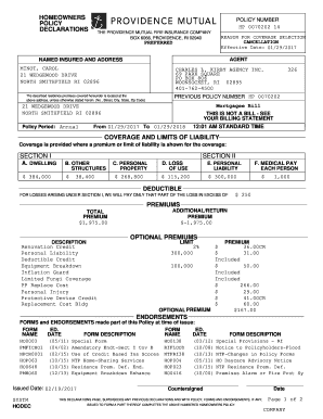 Homeowners Policy Declarations Section Ii Section I Coverage and  Form