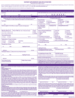 Eastwest Supplementary Card Application Form