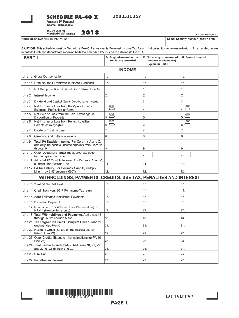  Schedule Pa Tax 2018