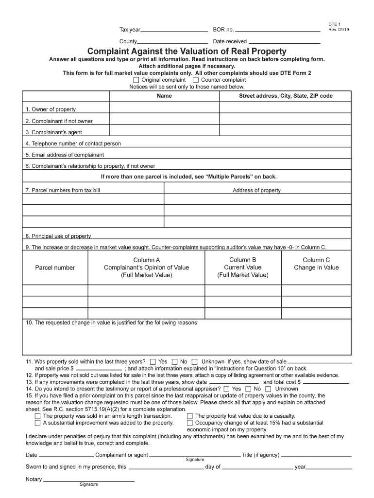  All Other Complaints Should Use DTE Form 2 2019