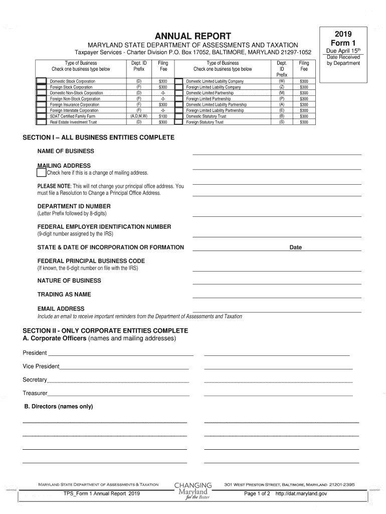  Maryland Form 1 2019