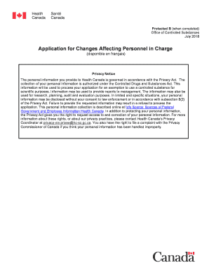 Application for Changes Affecting Personnel in Charge Application for Changes Affecting Personnel in Charge  Form