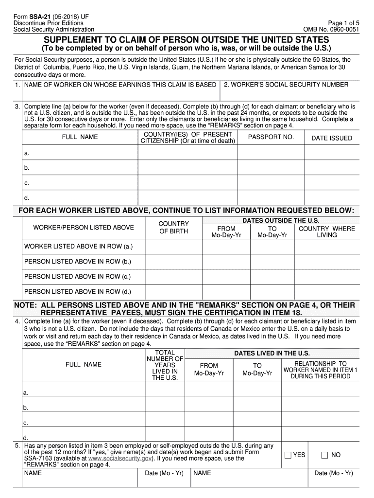  Ssa 21 Form 2018-2024