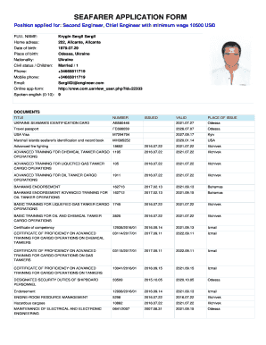 Seafarer Application Form