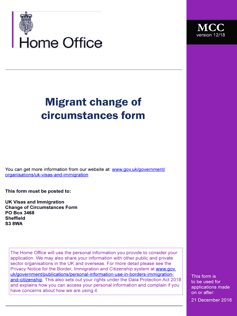 Form Change Circumstances Form