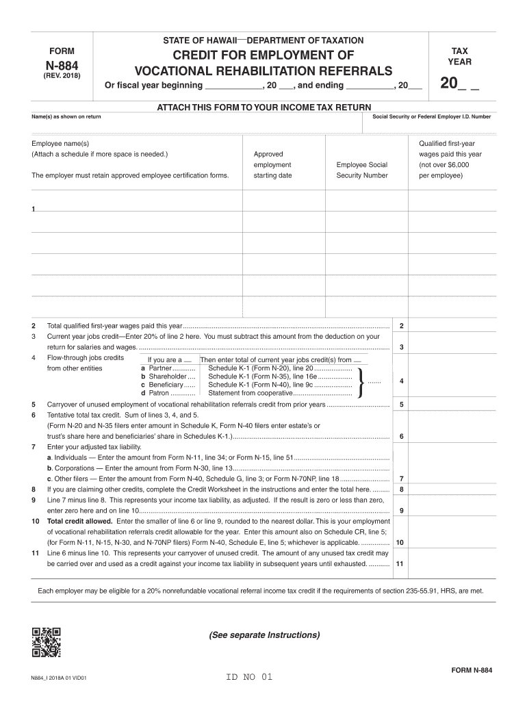 Hitax Hawaii State Gov Form N 884 N 11