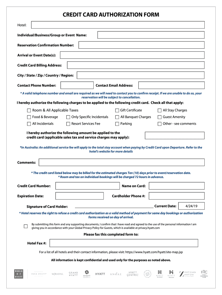 Credit Card Authorization Form PDF
