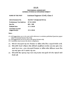 Assistant Engineer Civil, Class 2 GPSC  Form
