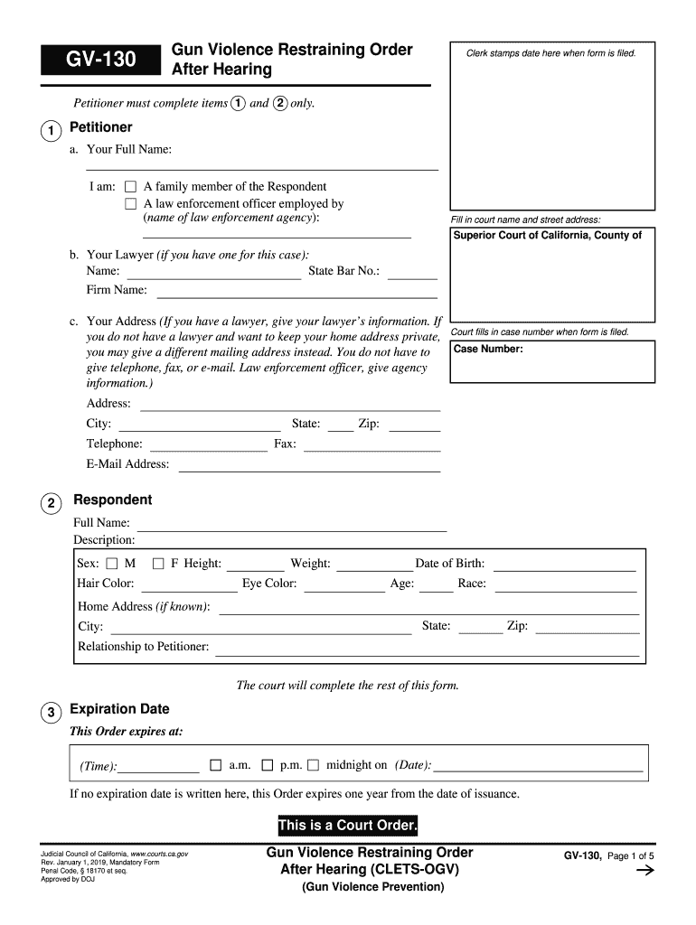  California Gv Firearms Form 2019-2024