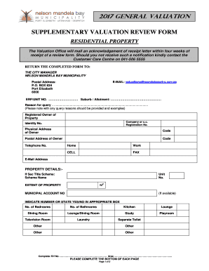 Valuation Review Form Residential Property Nelson Mandela Bay