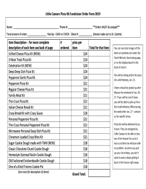 Little Caesars Pizza Kit Fundraiser Order Form