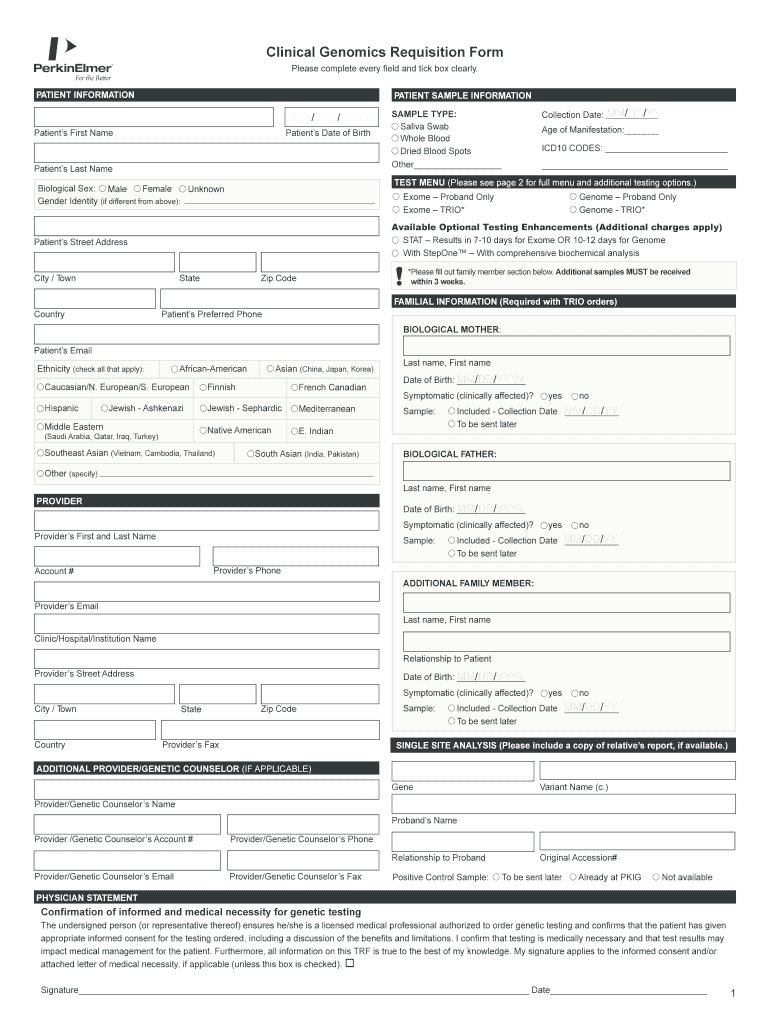 Clinical Genomics Requisition Form