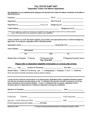Get and Sign Fee Waiver for SpouseDomestic PartnerDependent Child 2018-2022 Form