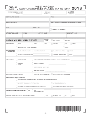  West Virginia Cnf 120 Instructions 2018