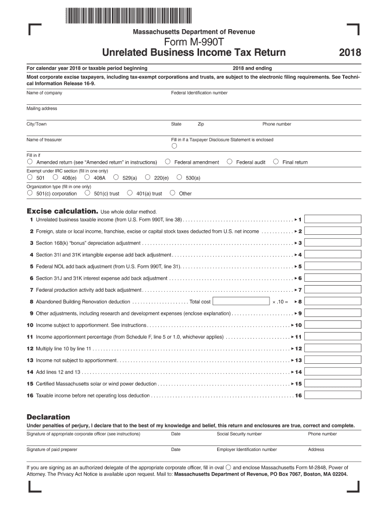  Form M 990t 2018