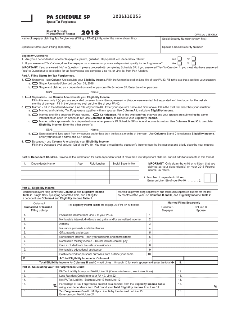 Schedule Sp 20182024 Form Fill Out and Sign Printable PDF Template