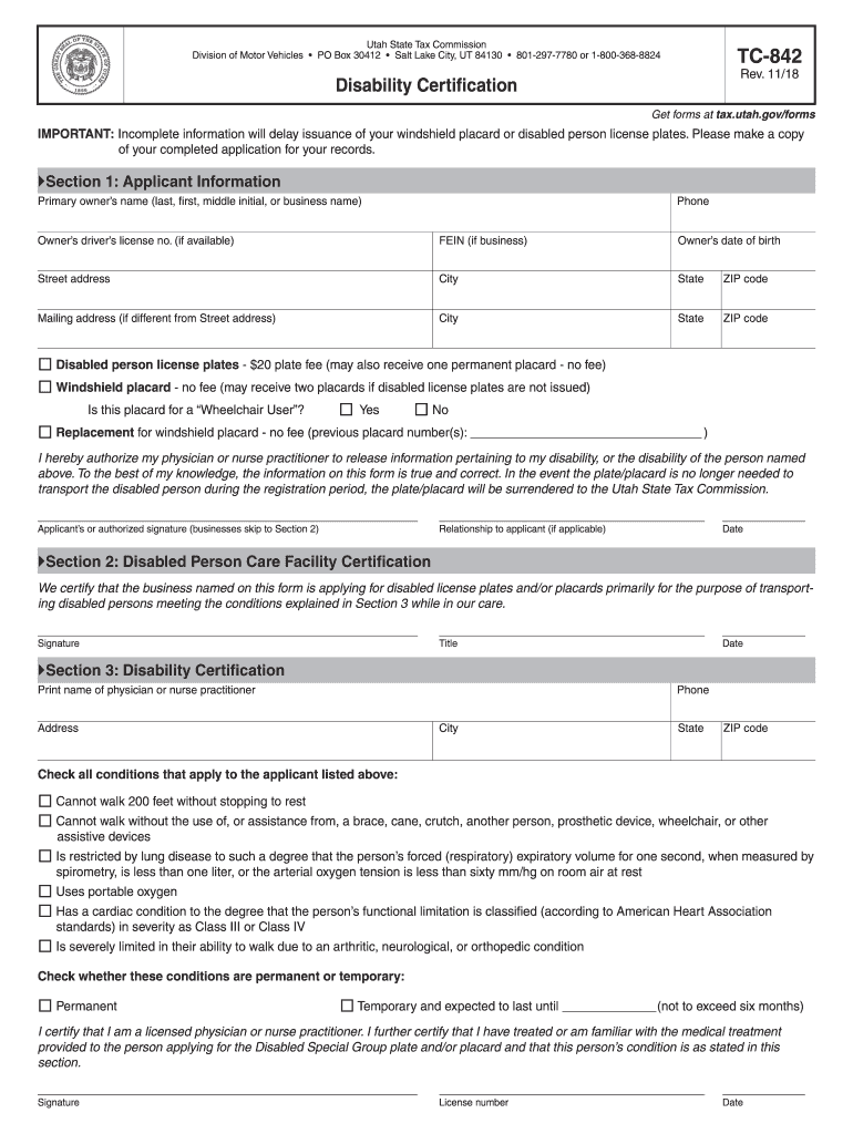  Form Tc 842 2018