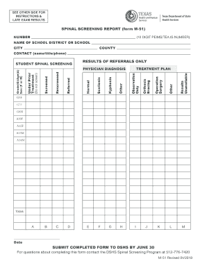 Texas State Health Services  Form