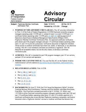 AC 00 70 Flightcrew Member Certificate Verification Plan Flightcrew Member Certificate Verification Plan  Form