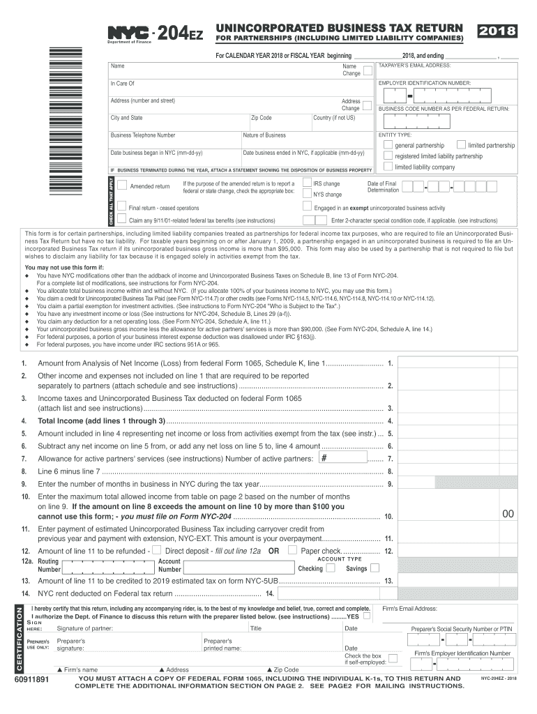  Nyc 204 Ez Instructions 2018