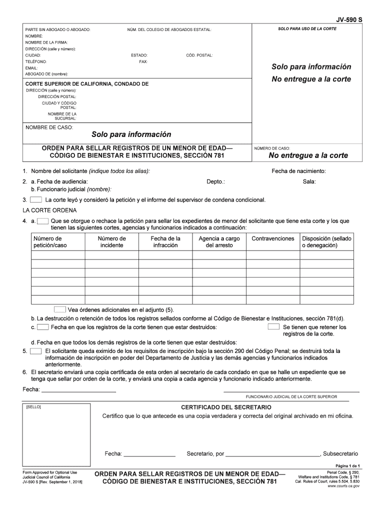  California Jv 590 S 2018-2024